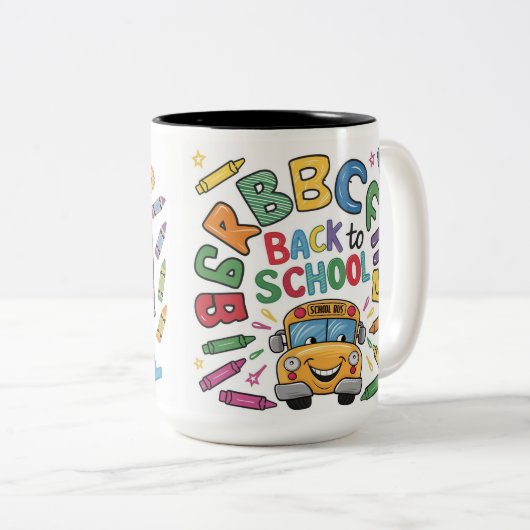 Zurück zur Schule: Bereit für ein neues Abenteuer Zweifarbige Tasse (VorderseiteRechts)