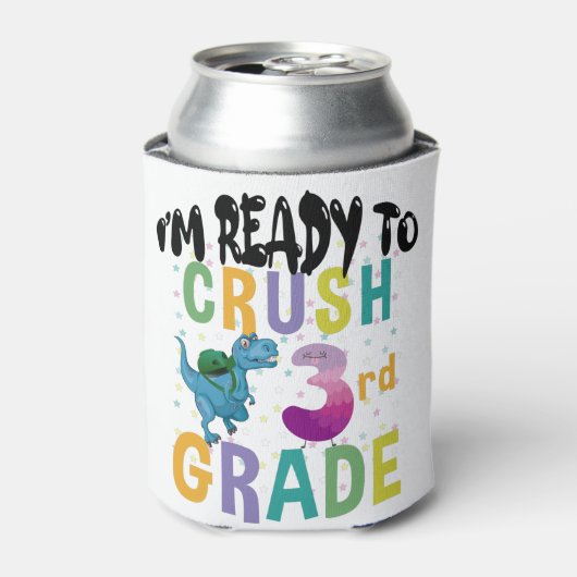 Zurück zur Schule bin ich bereit, das Dino der dri Dosenkühler (Kanne Vorderseite)