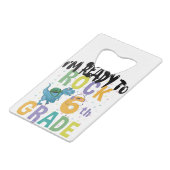 Zurück zur Schule bin ich bereit für Rock 6. Klass Geldbeutel Flaschenöffner (Vorderseite Schrägansicht)