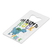 Zurück zur Schule bin ich bereit, vor dem K Dinosa Geldbeutel Flaschenöffner (Rückseite Schrägansicht)