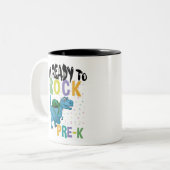 Zurück zur Schule bin ich bereit, vor dem K Dinosa Zweifarbige Tasse (Vorderseite Links)