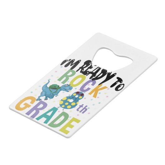 Zurück zur Schule bin ich bereit zum 8. Klasse Din Geldbeutel Flaschenöffner (Rückseite Schrägansicht)