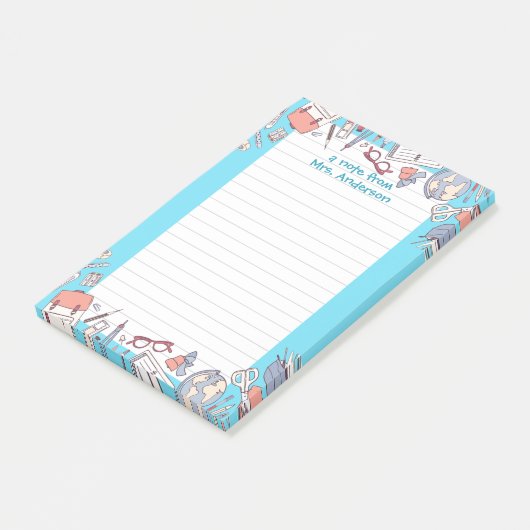 Zurück zur Schule Blau Post-it Klebezettel (angewinkelt)