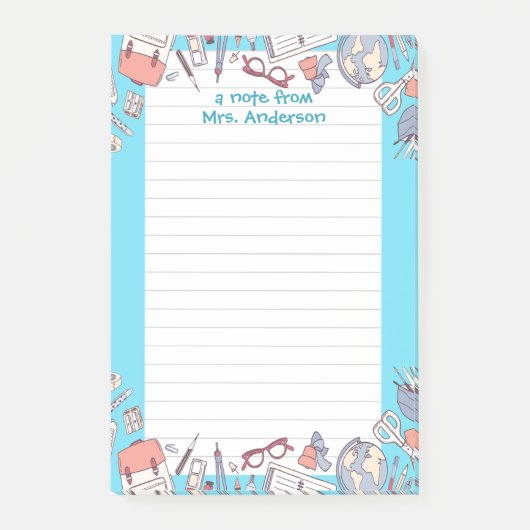 Zurück zur Schule Blau Post-it Klebezettel (Vorderseite)