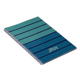 Zurück zur Schule Blaue Streifen Monogramm Notizblock