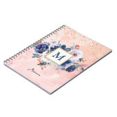 Zurück zur Schule Blaues Wasserfarben Blumenrosa M Notizblock (Linke Seite)