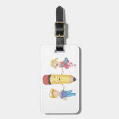 Zurück zur Schule Cartoon Happy Pencil und Kids Gepäckanhänger (Vorderseite vertikal)