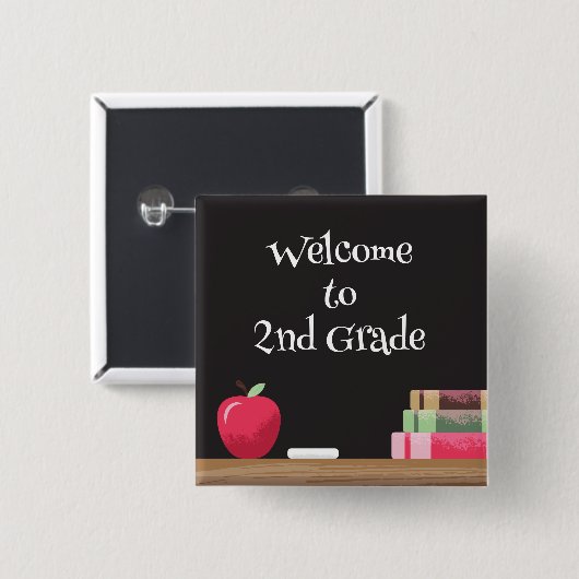 Zurück-zur-Schule-Chalkboard | Apfel | Schaltfläch Button (Vorne & Hinten)