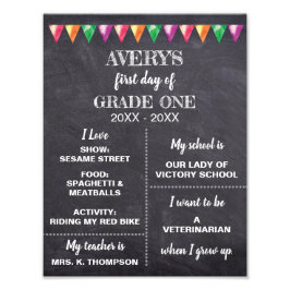 Zurück zur Schule Chalkboard Über mich unterzeichn Fotodruck