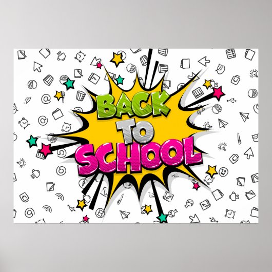 Zurück zur Schule Comic Pop Kunst Poster (Vorne)