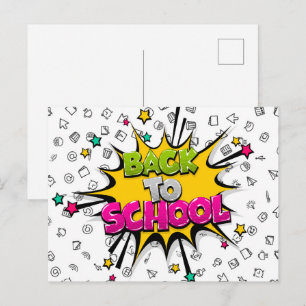 Zurück zur Schule Comic Pop Kunst Postkarte