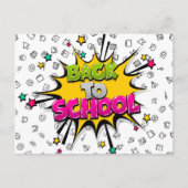 Zurück zur Schule Comic Pop Kunst Postkarte (Vorderseite)