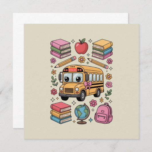 Zurück zur Schule Coquette Lehrer Kindergarten Pre Einladung (Vorne/Hinten)