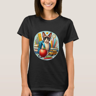 Zurück zur Schule Cornish Rex Katze Jungen Mädchen T-Shirt