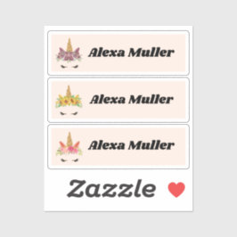 Zurück zur Schule Drei Niedliche Einhornnamenskleb Aufkleber