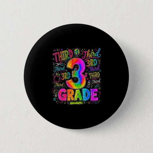 Zurück zur Schule dritte 3. Klasse farbenfrohe Sch Button (Vorderseite)
