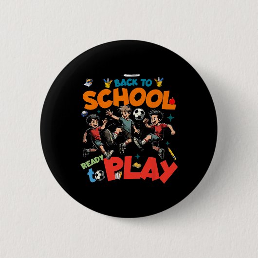 Zurück zur Schule Ein lustiger Fußballspieler Kind Button (Vorderseite)