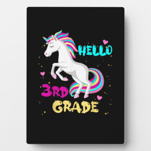 Zurück zur Schule Einhorn Hallo Kind Erster Tag de Fotoplatte