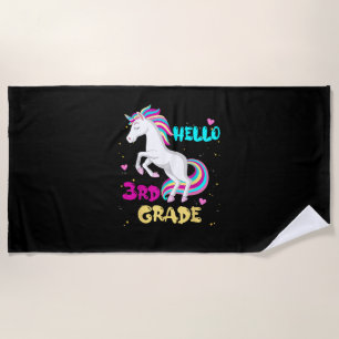 Zurück zur Schule Einhorn Hallo Kind Erster Tag de Strandtuch