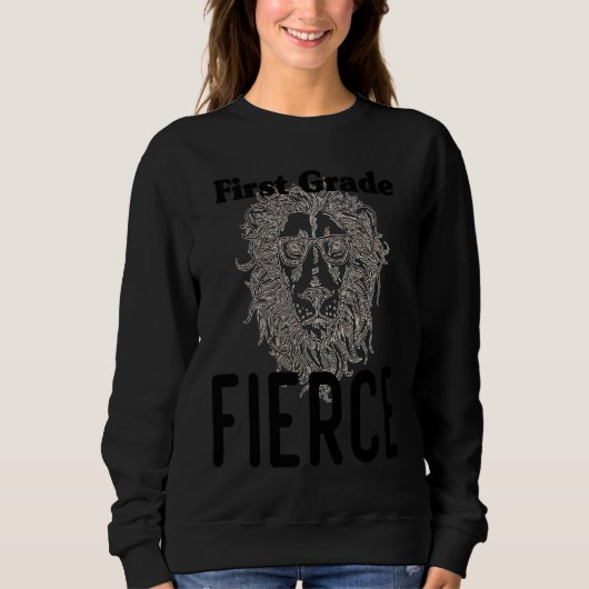 Zurück zur Schule Erste Klasse Furchtloser Löwe lu Sweatshirt (Vorderseite)