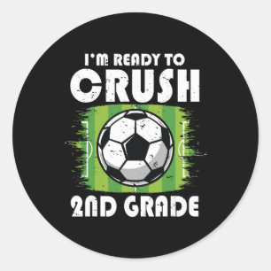 Zurück zur Schule Erster Tag der 2. Klasse Fußball Runder Aufkleber
