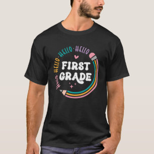 Zurück zur Schule Erster Tag Hallo 1. Klasse Rainb T-Shirt