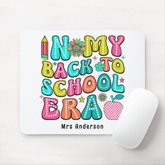 Zurück zur Schule farbenfrohe Retrolehrerin Mousepad (Mit Mouse)