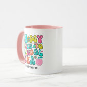 Zurück zur Schule farbenfrohe Retrolehrerin Tasse (Vorderseite Links)