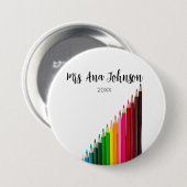 Zurück zur Schule Farbstifte fügen Namen Klasse Ja Button (Vorne & Hinten)