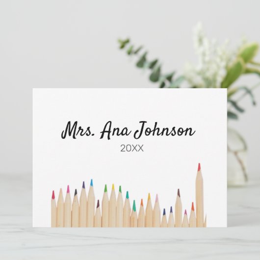 Zurück zur Schule Farbstifte fügen Namen Klasse Ja Einladung (Stehend Vorderseite)