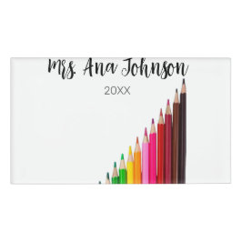 Zurück zur Schule Farbstifte fügen Namen Klasse Ja Namenschild