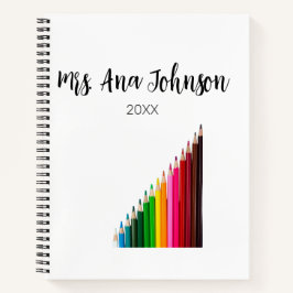 Zurück zur Schule Farbstifte fügen Namen Klasse Ja Notizblock