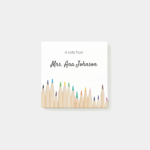 Zurück zur Schule Farbstifte fügen Namen Klasse Ja Post-it Klebezettel