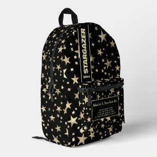 Zurück zur Schule Faux-Holografische Goldsterne Sc Bedruckter Rucksack