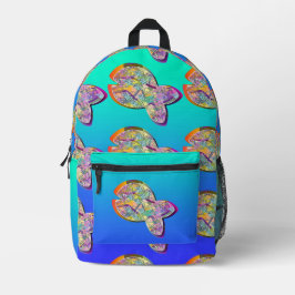 Zurück zur Schule Fishy Fishy Aqua Blue Bedruckter Rucksack