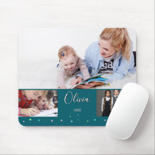 Zurück zur Schule Foto-Collage Deep Teal Name Mousepad