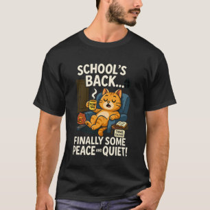 Zurück zur Schule Frieden & Ruhe Lustiges Katzen-D T-Shirt