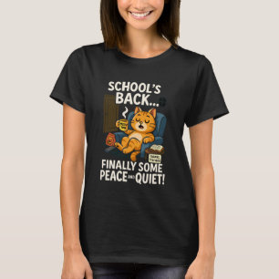 Zurück zur Schule Frieden & Ruhe Lustiges Katzen-D T-Shirt