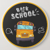"Zurück zur Schule" Fun Chalkboard & School Bus Button (Vorderseite)