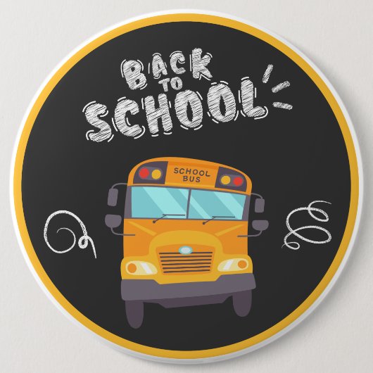"Zurück zur Schule" Fun Chalkboard & School Bus Button (Vorderseite)