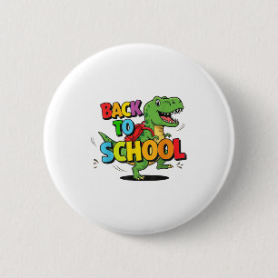 Zurück zur Schule Funny Colorful Dinosaurier Carto Button