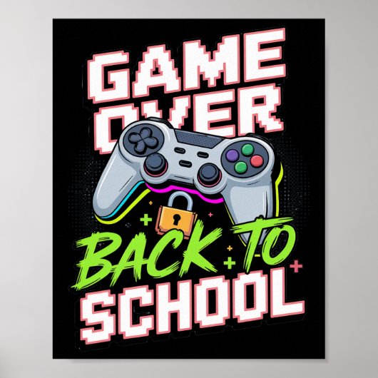 Zurück zur Schule Gamer Controller Cool Lustiger V Poster (Vorne)