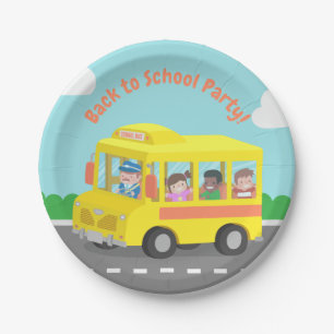 Zurück zur Schule Gelbe Bus Kinderparty-Teller Pappteller