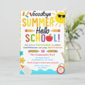 Zurück zur Schule Good Bye Summer Hello School Einladung (Stehend Vorderseite)
