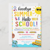 Zurück zur Schule Good Bye Summer Hello School Einladung (Vorderseite)