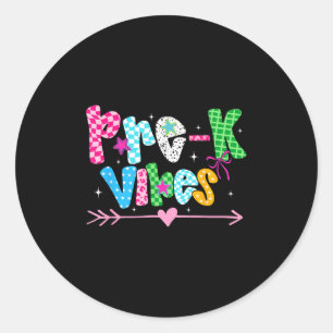 Zurück zur Schule Groovy Lehrer Pre-k Vibes Smile Runder Aufkleber
