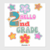 zurück zur Schule, hallo 2. Klasse Aufkleber (Blatt)