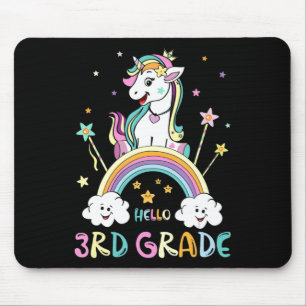 Zurück zur Schule Hallo 3. Klasse Rainbow Unicorn Mousepad