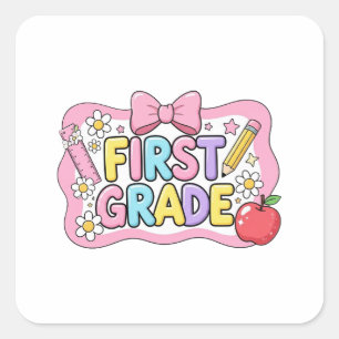 Zurück zur Schule Hallo Erste Klasse Team 1. Klass Quadratischer Aufkleber