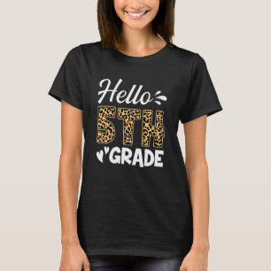 Zurück zur Schule Hallo Fünfte Stufe Leopard 5 T-Shirt